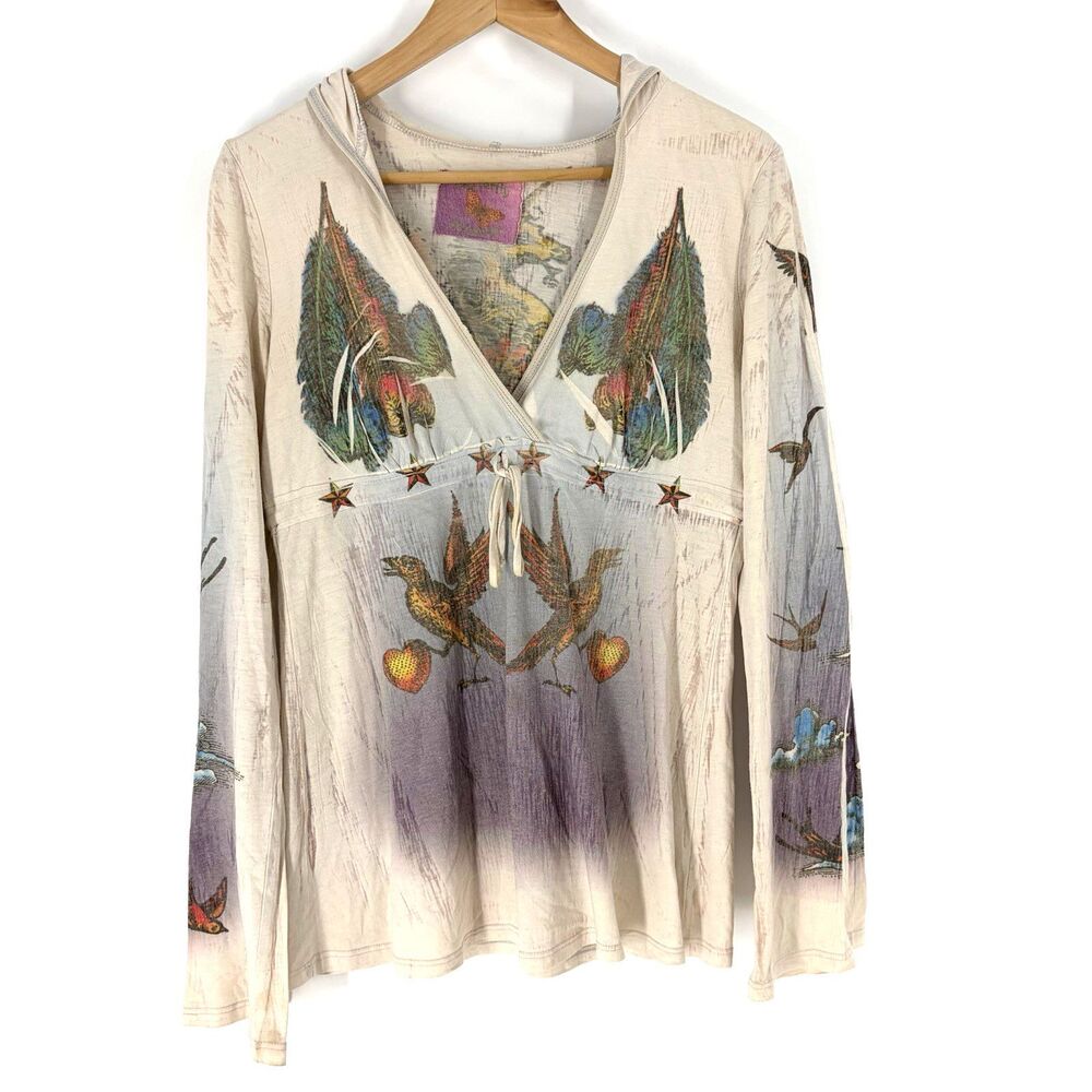 Butterfly Dropout Shirt Medium Y2K Graphic Hoodie Y2K Top Boho Fairygrunge Indie